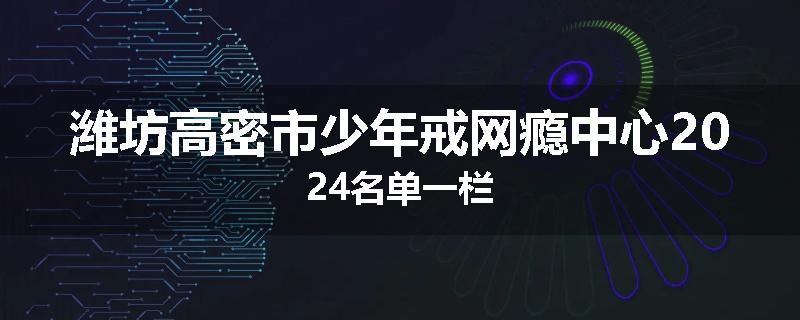 潍坊高密市少年戒网瘾中心2024名单一栏