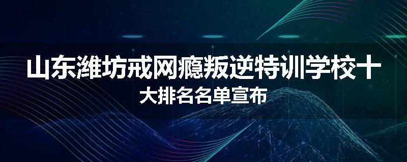 山东潍坊戒网瘾叛逆特训学校十大排名名单宣布