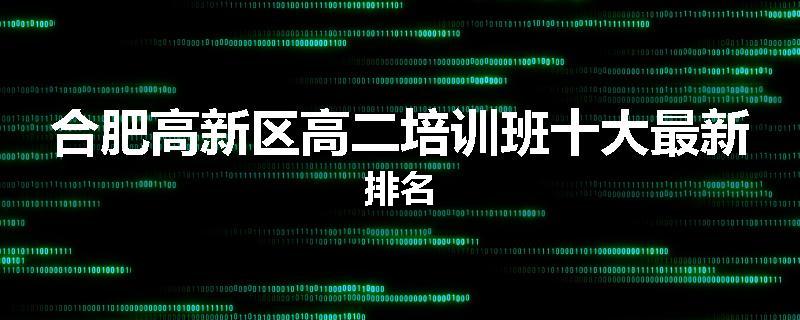 合肥高新区高二培训班十大最新排名