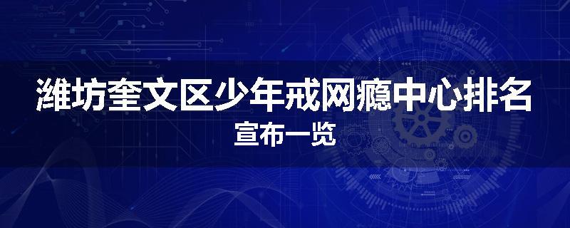 潍坊奎文区少年戒网瘾中心排名宣布一览