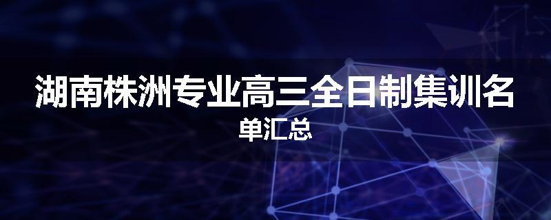 湖南株洲专业高三全日制集训名单汇总