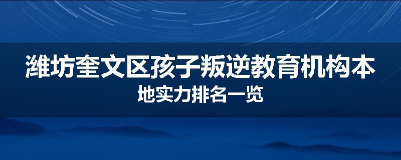 潍坊奎文区孩子叛逆教育机构本地实力排名一览