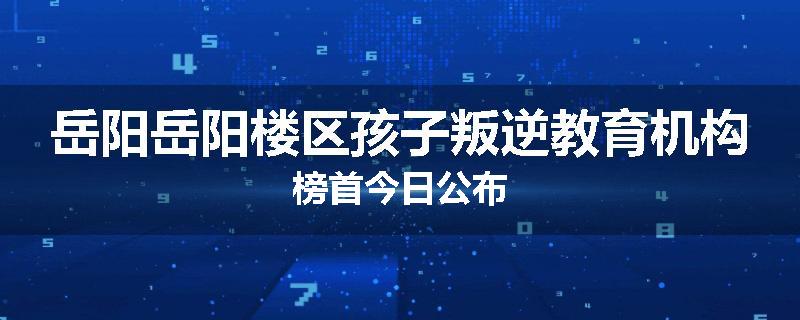 岳阳岳阳楼区孩子叛逆教育机构榜首今日公布