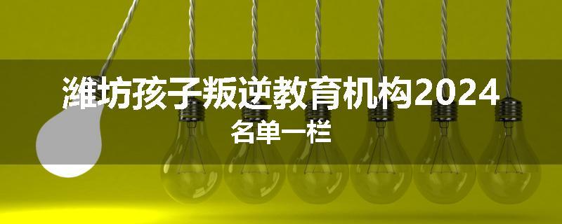 潍坊孩子叛逆教育机构2024名单一栏