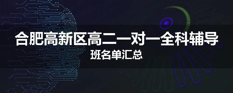 合肥高新区高二一对一全科辅导班名单汇总