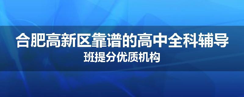 合肥高新区靠谱的高中全科辅导班提分优质机构