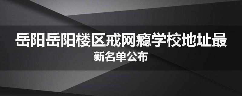 岳阳岳阳楼区戒网瘾学校地址最新名单公布