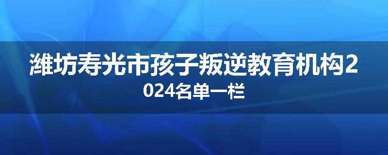 潍坊寿光市孩子叛逆教育机构2024名单一栏