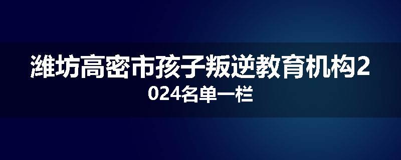 潍坊高密市孩子叛逆教育机构2024名单一栏