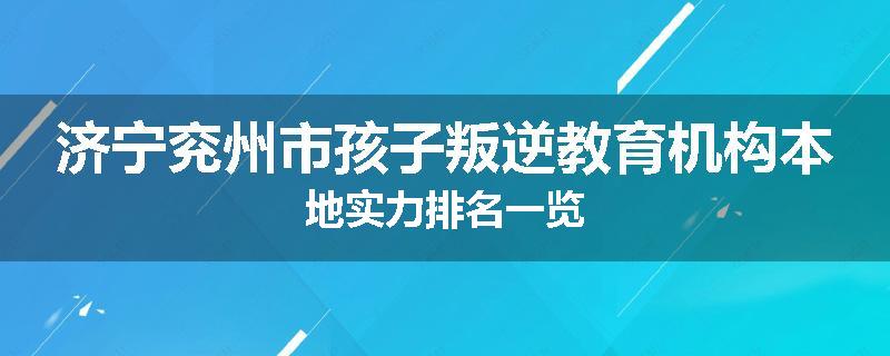 济宁兖州市孩子叛逆教育机构本地实力排名一览