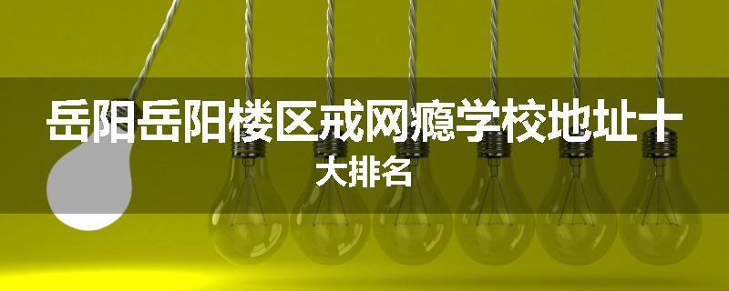 岳阳岳阳楼区戒网瘾学校地址十大排名