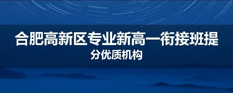 合肥高新区专业新高一衔接班提分优质机构
