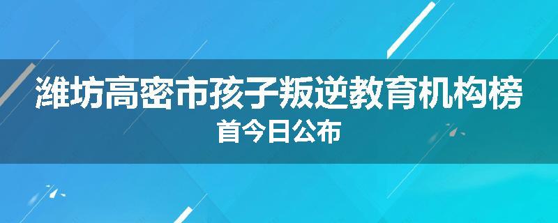 潍坊高密市孩子叛逆教育机构榜首今日公布