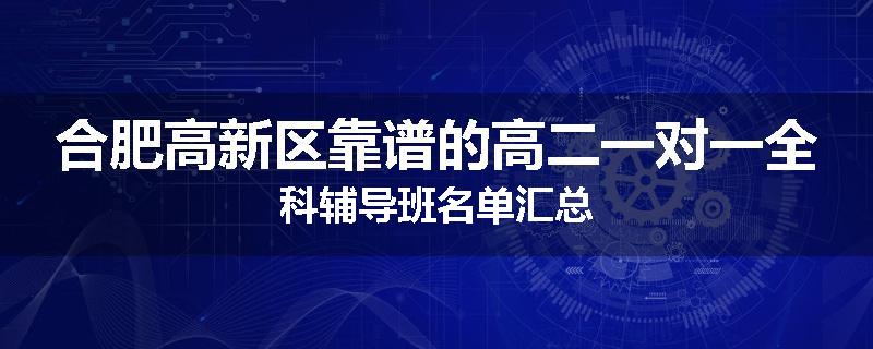 合肥高新区靠谱的高二一对一全科辅导班名单汇总