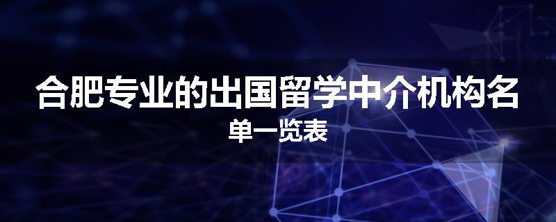 合肥专业的出国留学中介机构名单一览表