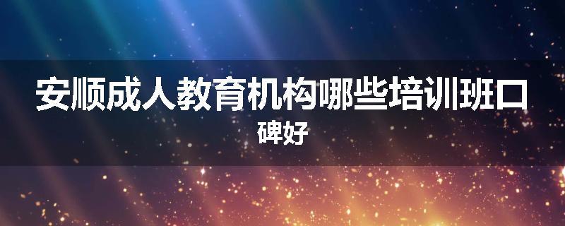 安顺成人教育机构哪些培训班口碑好