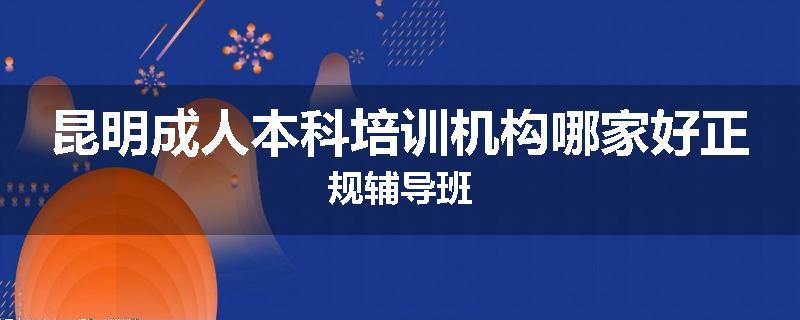 昆明成人本科培训机构哪家好正规辅导班
