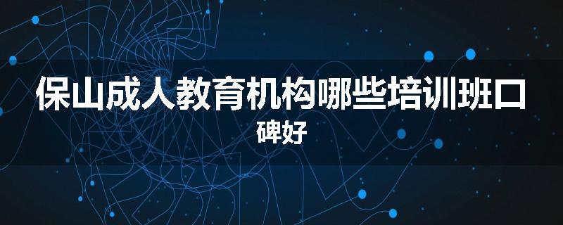 保山成人教育机构哪些培训班口碑好
