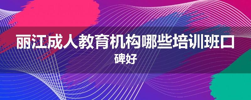 丽江成人教育机构哪些培训班口碑好