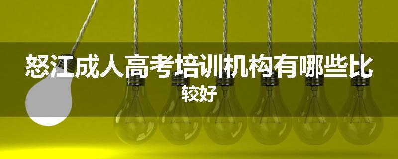怒江成人高考培训机构有哪些比较好