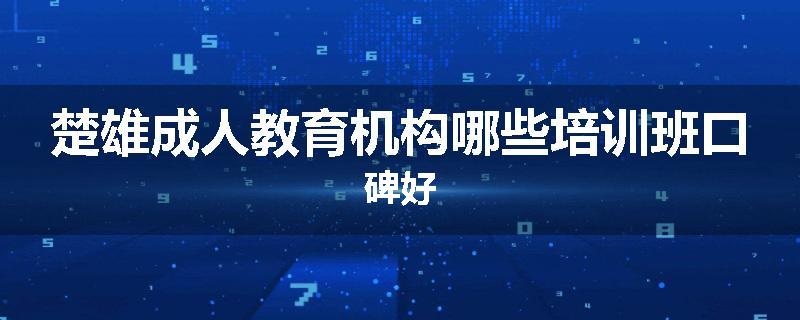 楚雄成人教育机构哪些培训班口碑好