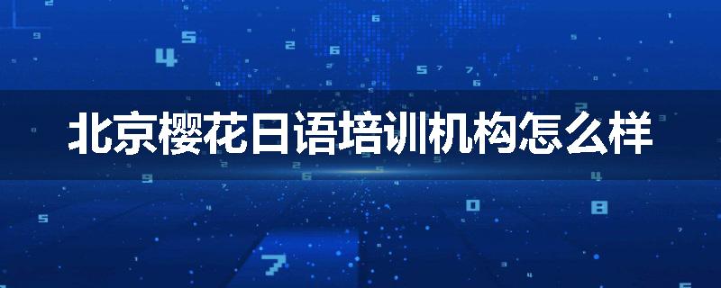 北京樱花日语培训机构怎么样