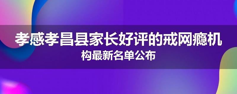孝感孝昌县家长好评的戒网瘾机构最新名单公布