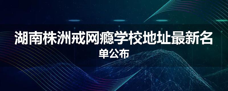 湖南株洲戒网瘾学校地址最新名单公布