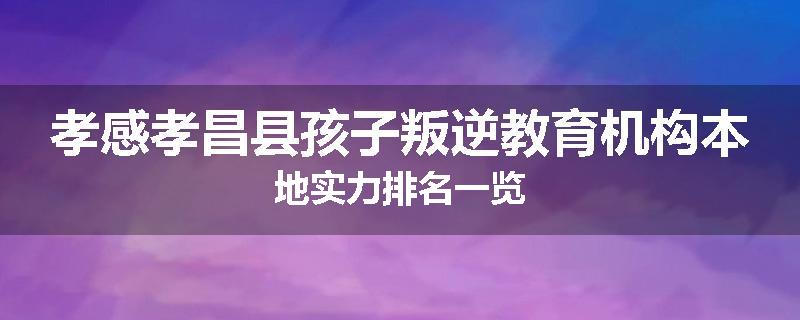 孝感孝昌县孩子叛逆教育机构本地实力排名一览