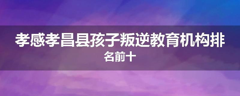 孝感孝昌县孩子叛逆教育机构排名前十