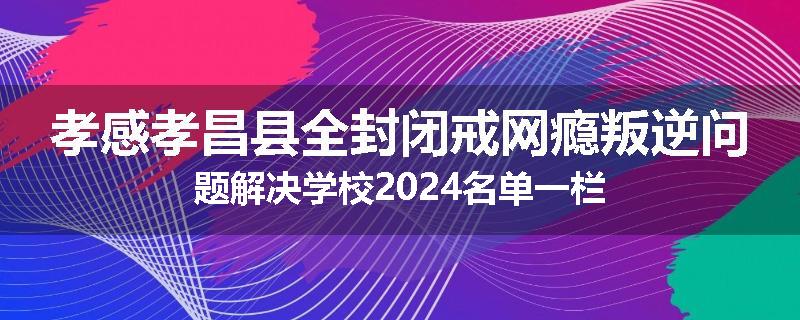 孝感孝昌县全封闭戒网瘾叛逆问题解决学校2024名单一栏