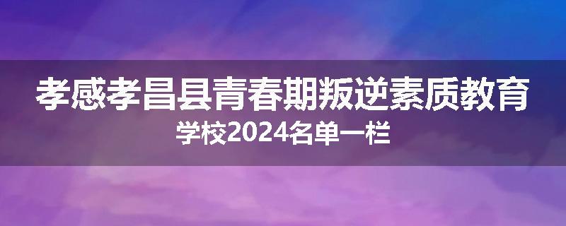 孝感孝昌县青春期叛逆素质教育学校2024名单一栏
