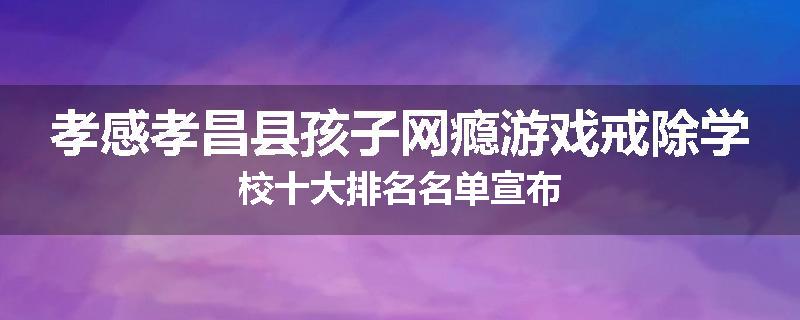 孝感孝昌县孩子网瘾游戏戒除学校十大排名名单宣布