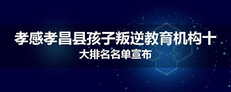 孝感孝昌县孩子叛逆教育机构十大排名名单宣布
