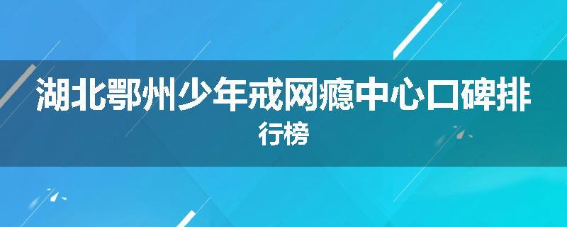 湖北鄂州少年戒网瘾中心口碑排行榜
