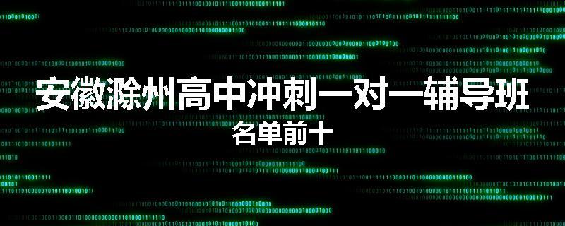 安徽滁州高中冲刺一对一辅导班名单前十