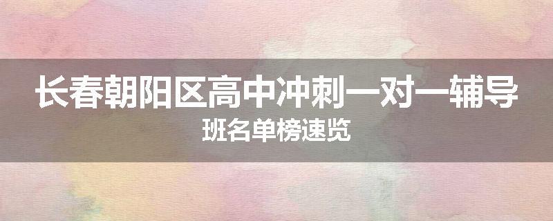 长春朝阳区高中冲刺一对一辅导班名单榜速览