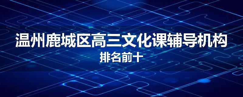 温州鹿城区高三文化课辅导机构排名前十
