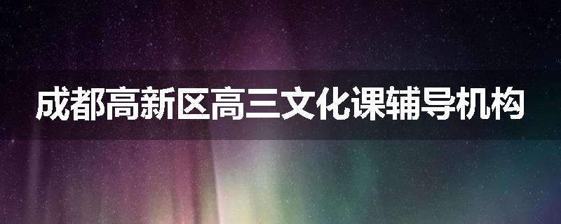 成都高新区高三文化课辅导机构
