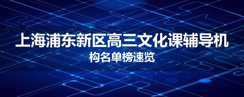 上海浦东新区高三文化课辅导机构名单榜速览