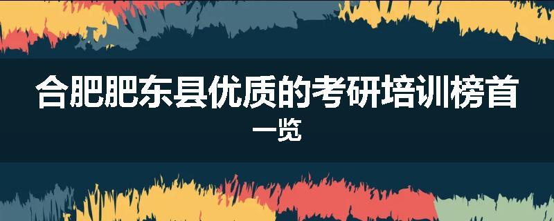 合肥肥东县优质的考研培训榜首一览