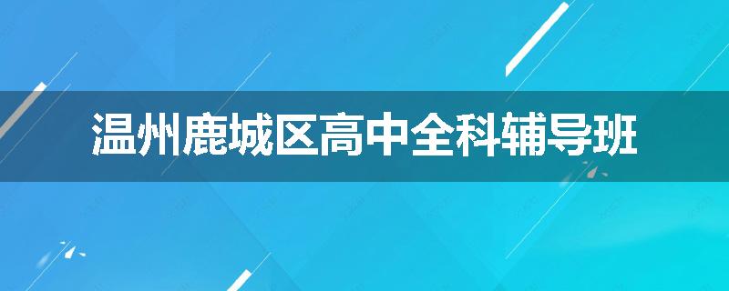 温州鹿城区高中全科辅导班