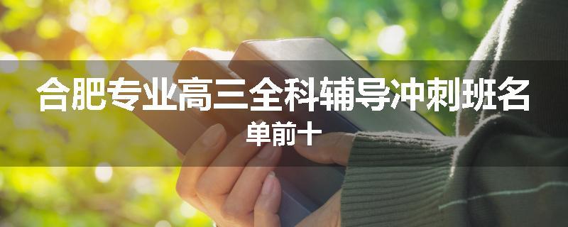 合肥专业高三全科辅导冲刺班名单前十