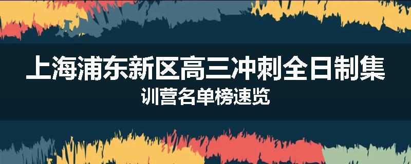 上海浦东新区高三冲刺全日制集训营名单榜速览