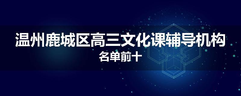 温州鹿城区高三文化课辅导机构名单前十