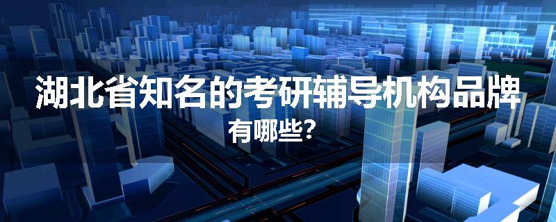 湖北省知名的考研辅导机构品牌有哪些？