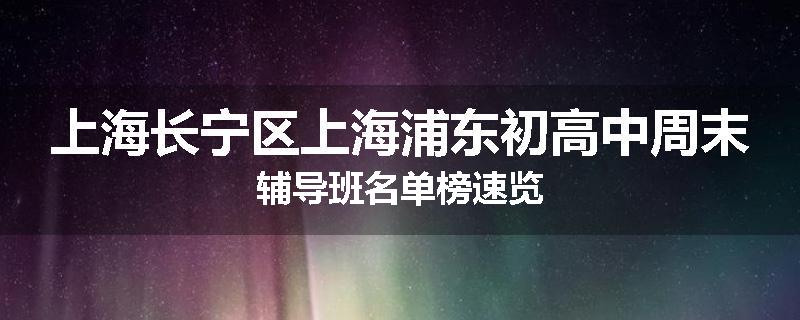 上海长宁区上海浦东初高中周末辅导班名单榜速览