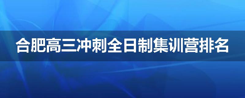 合肥高三冲刺全日制集训营排名