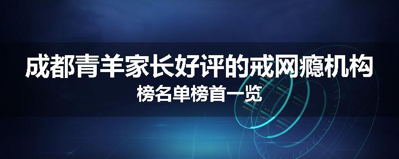 成都青羊家长好评的戒网瘾机构榜名单榜首一览
