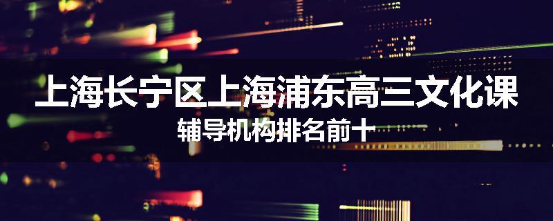 上海长宁区上海浦东高三文化课辅导机构排名前十